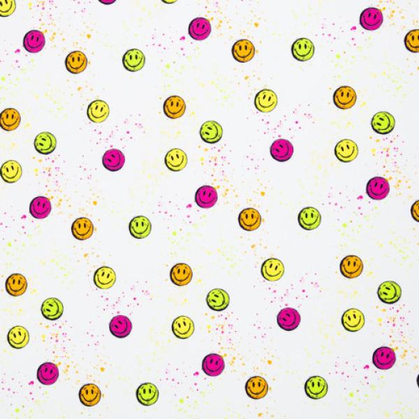 Baumwolljersey Happy bunte Smileys auf Weiß by Swafing von Christiane Zielinski